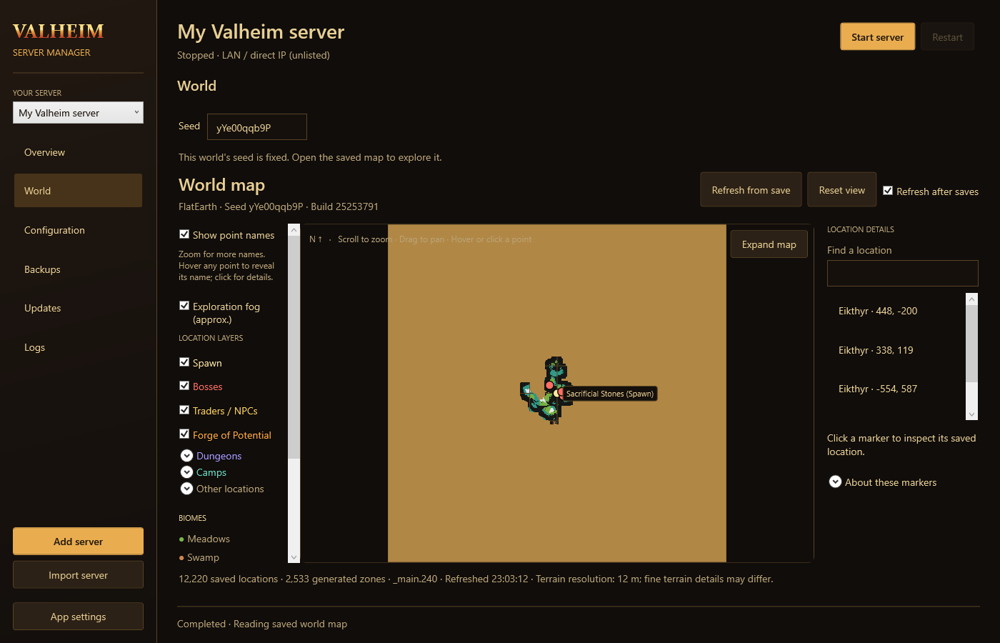 Application using the Default brown and gold theme